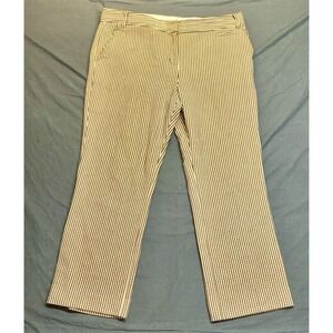 Tory Burch Beige Tan White Blend Striped Ankle Pants Size 14